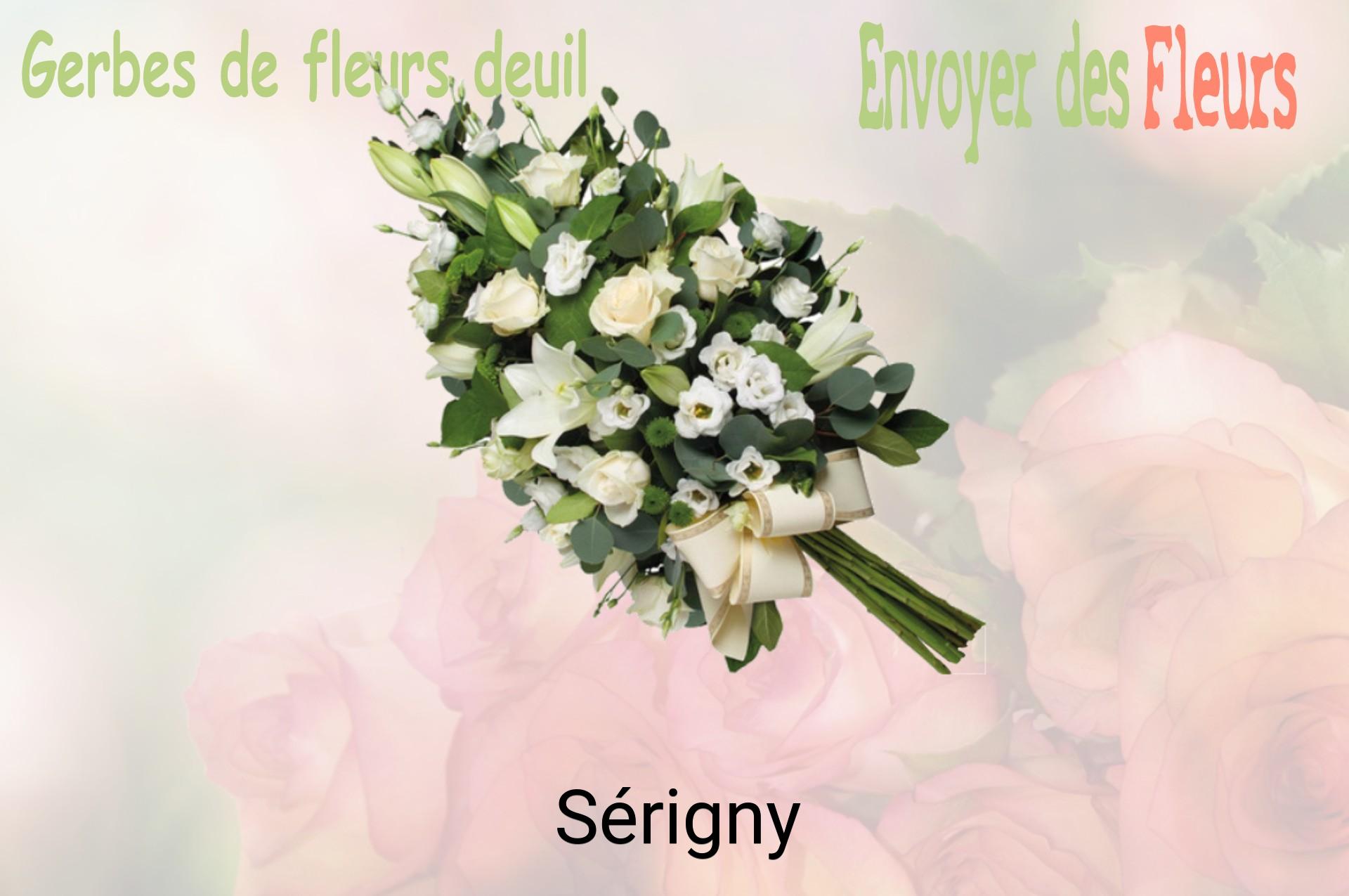 Gerbe de fleurs de deuil livrée à Sérigny
